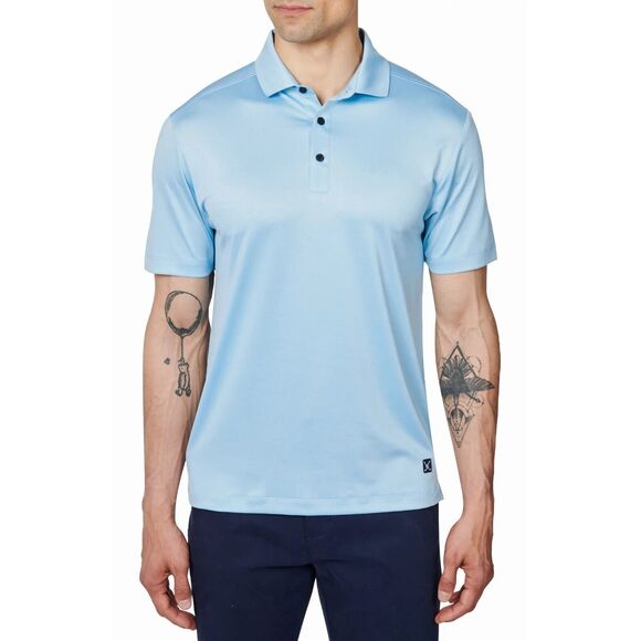 Construct Men's Solid Blue Jersey Activewear Short Sleeves Golf Polo Size XL - Picture 1 of 3